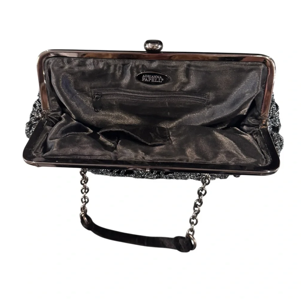 ADRIANNA PAPELL Black Velvet Lace Evening Bag